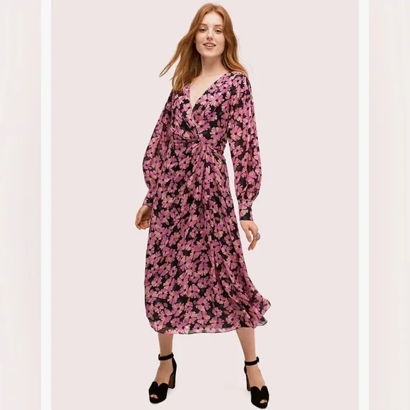 New Kate Spade Wallflower Chiffon Midi Dress