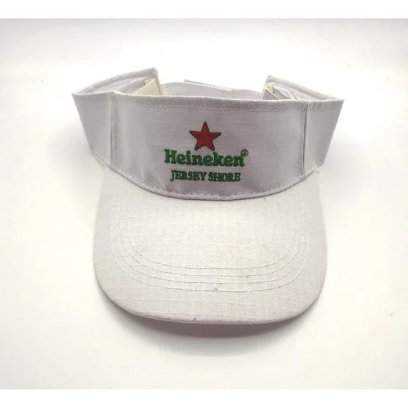 Heineken Visor Hat Mens White Jersey Shore Beer Promo Ripstop Adjustable 90s Y2K
