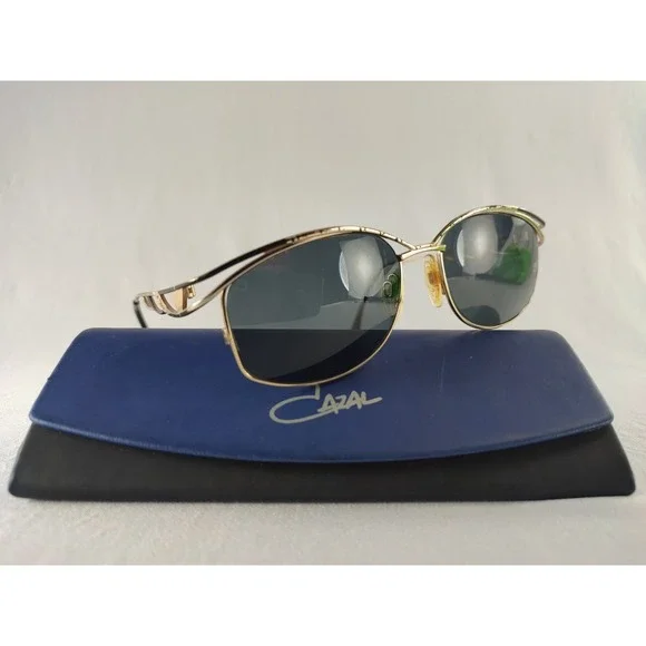 Cazal 112 Vintage Sunglasses Gold‎ Metal Frame Gray Lens Germany Col 794 55mm