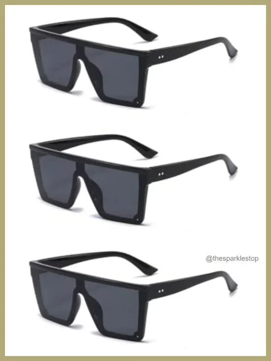 Oversized Square Sunglasses for Women Men Flat Top Large Black Frame Fashion