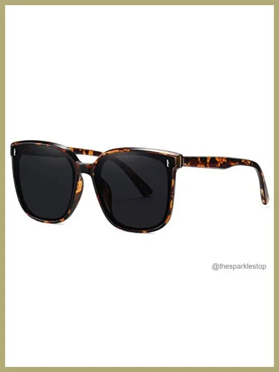 Retro Oversized Square Sunglasses for Women UV400 Protection TR90