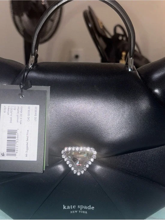 kate spade Black Mini Top-Handle Bag with Crystal Triangle Accent