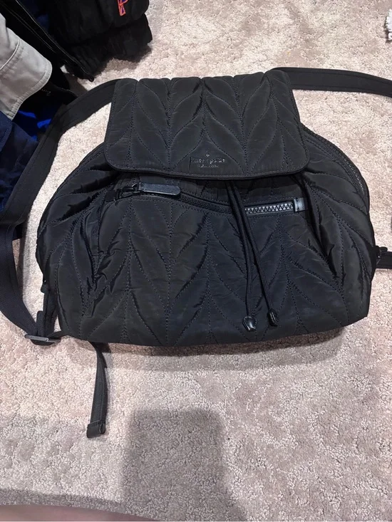 kate spade Quilted Black Drawstring Backpack
