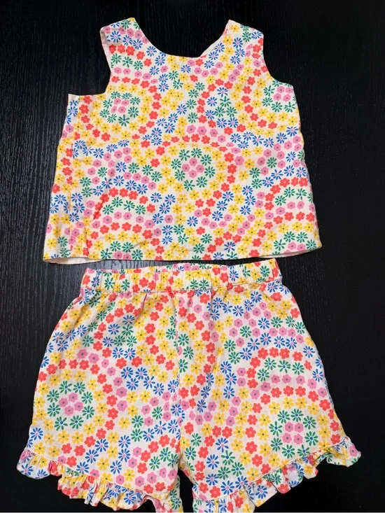 Girls Floral Two-Piece Tank & Shorts Set - Multicolor