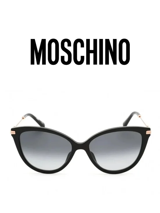 Moschino - Black Cat Eye Sunglasses with Gradient Gray Lenses - MOSO69