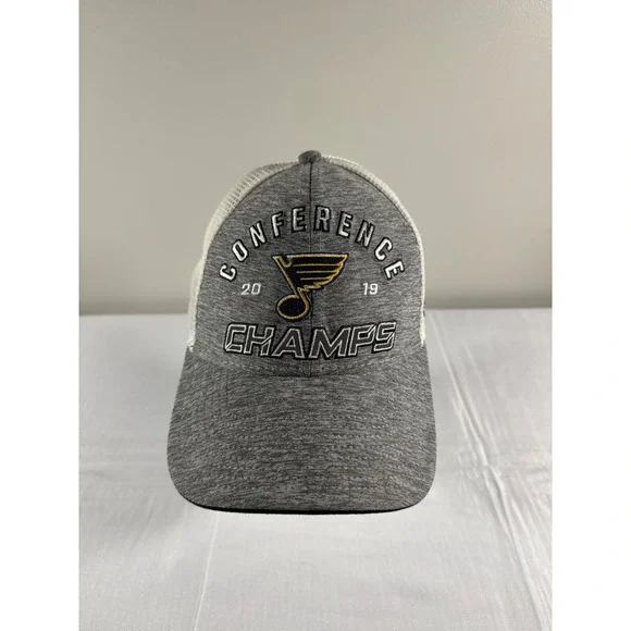 Fanatics St Louis Blues 2019 Conference Champs Hat Gray White Trucker Snapback