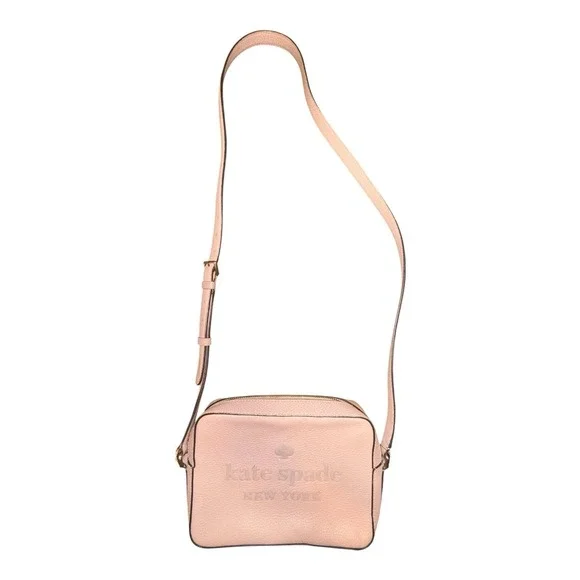 Kate Spade NY Blush Pink Pebbled Leather Camera Crossbody Bag Sienne Logo