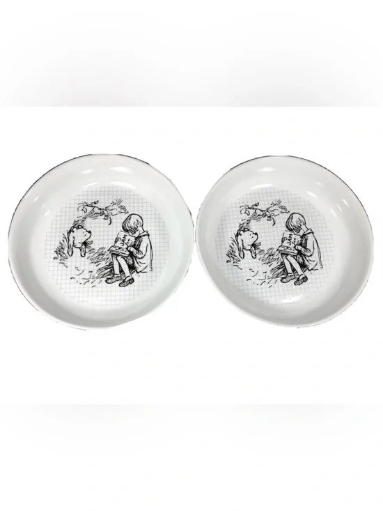 Disney Winnie The Pooh Sketchbook Dinner Bowls 8.5 Inches Set of 2 NEW NWT