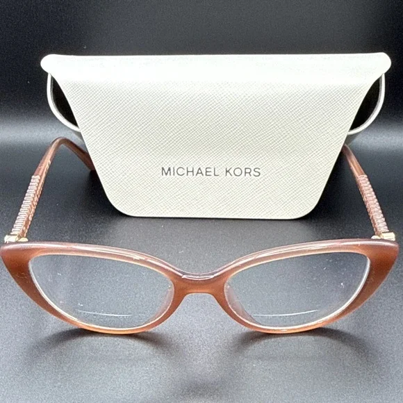 Michael Kors Light Brown Cat Eye Full Rim Plastic Women's Eyeglass Frames