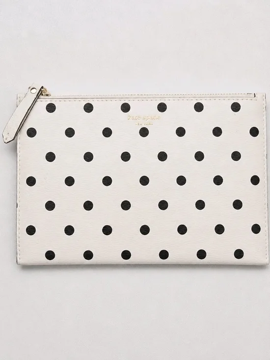 kate spade White & Black Polka Dot Zip Pouch