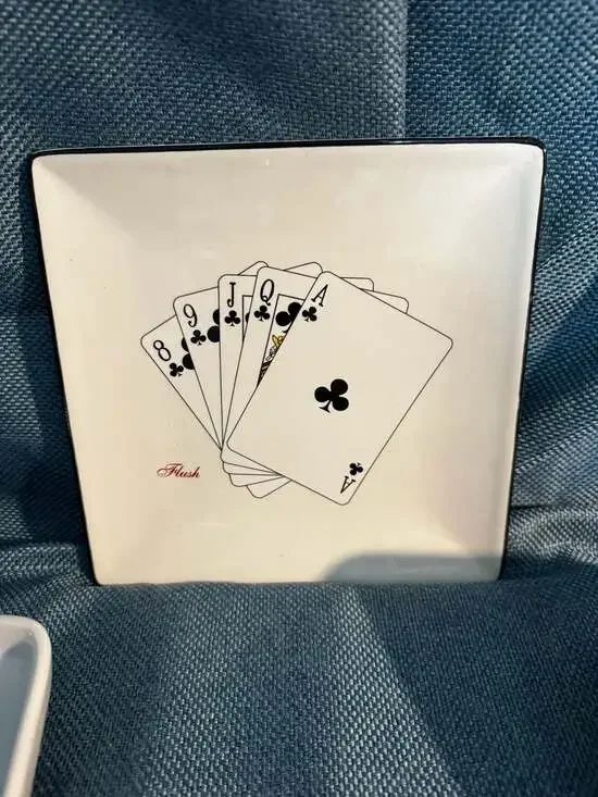 American Atelier Casino Royale 5367 Earthenware Poker Hand Square Plates - Set o