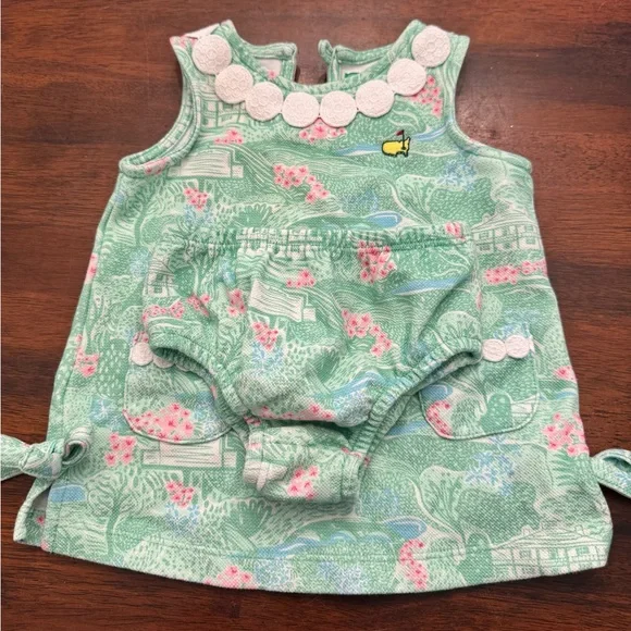 Masters Floral Green Kids Dress with Bloomers