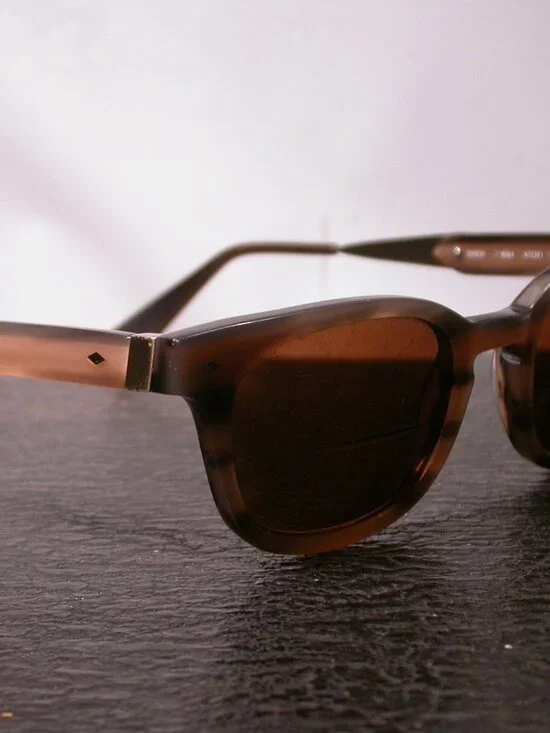 Seraphin Drew Gold and Beige Stripe Sunglasses Made in Japan   FRAME ONLY