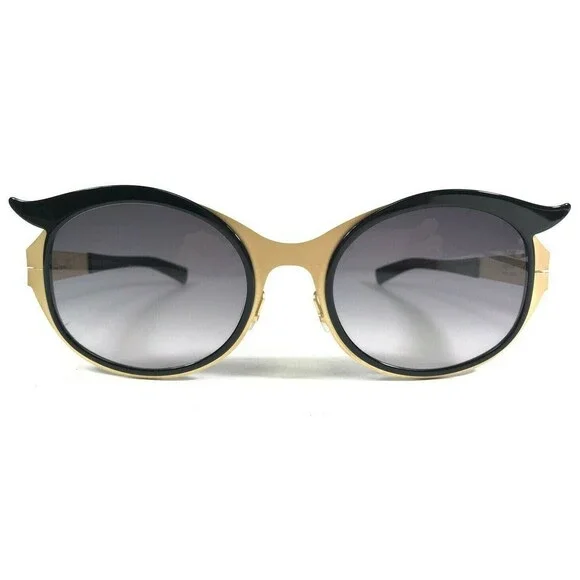 Myfrost Sunglasses BABE C0211 Black Gold Round Frames with Purple Lenses