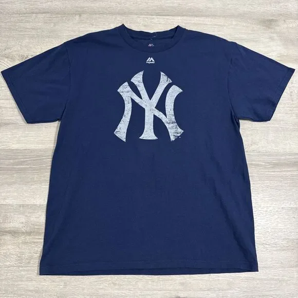 New York Yankees Shirt Dad Number 1 Majestic Men’s Blue Large Baseball Tee