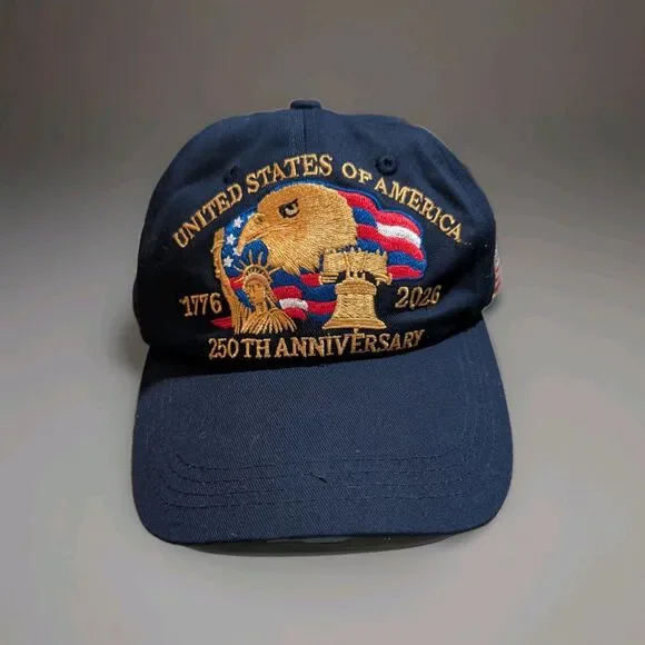 USA 250th Anniversary Semiquincentennial Hat Navy Blue Eagle Strapback Cap 2026