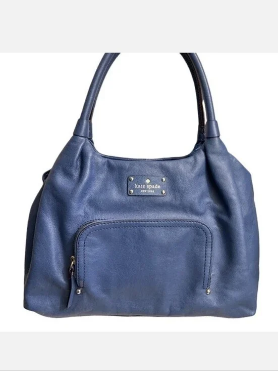 Kate Spade Blue Leather Shoulder Bag - KS Baxter Street Stevie Bag