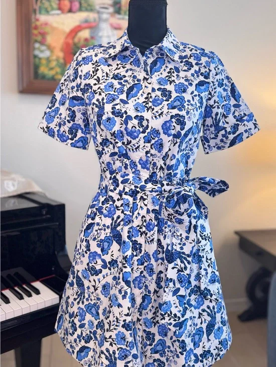 Kate Spade Floral Tie-Waist Shirt Dress