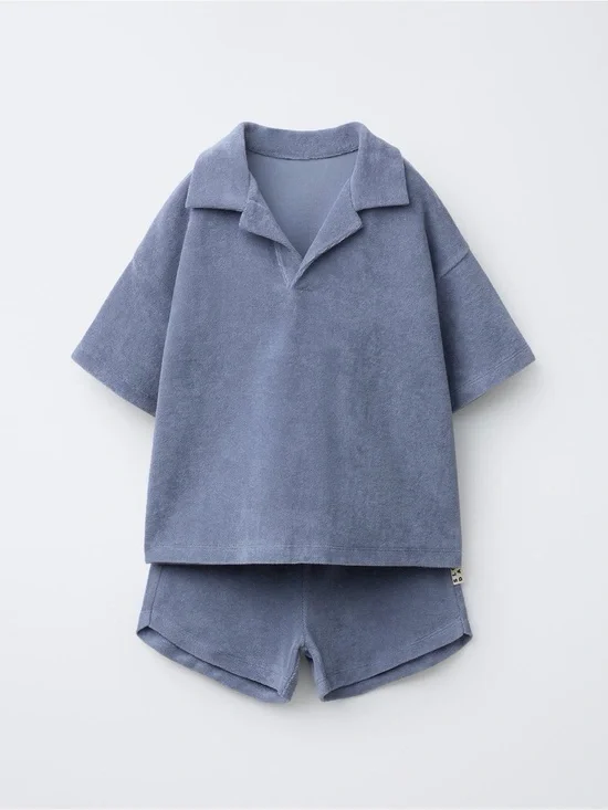 Zara towel effect polo and Bermuda jogging set