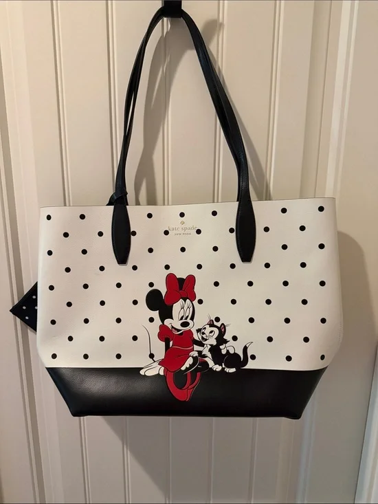 Kate Spade X Disney Minnie Mouse  & Figaro Tote With Pouch. NWT Reversible