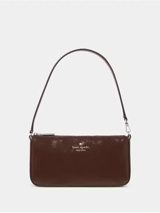 Kate Spade Gemini Shiny Convertible Wristlet Shoulder Bag Hot Fudge