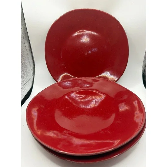 3 Crate & Barrel Marin Red Pasta Bowls 8 3/4