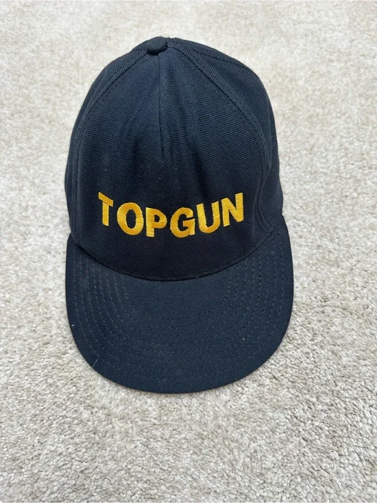 Vintage TOPGUN Embroidered Black Baseball Cap with Yellow Logo