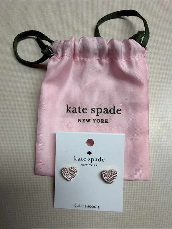 kate spade rose gold Yours Truly Pave Heart Stud Earrings
