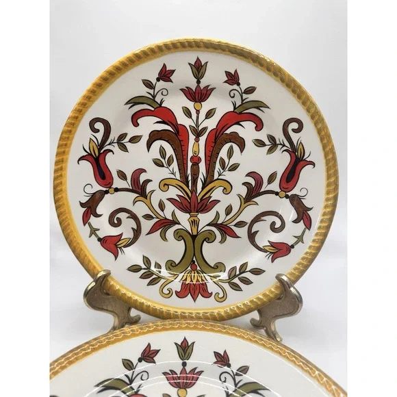Pier 1 ORALIA Earthenware Salad Plates Flower‎ and Scroll in Autumn Colors (3)