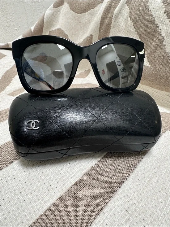 CHANEL Black Oversized Square Sunglasses