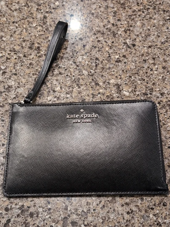 kate spade Black Saffiano Leather Wristlet Clutch