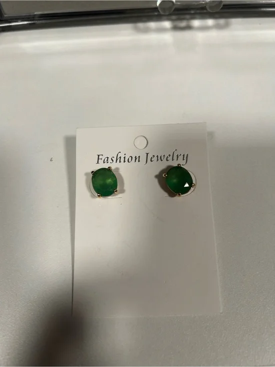 kate spade Gold-Trim Emerald Green Round Stud Earrings