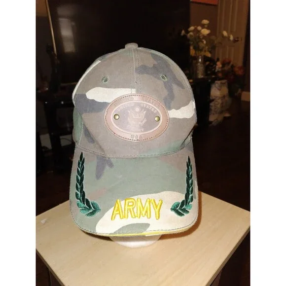 Military Style Camouflage Army Baseball Cap with Laurel‎ Wreath Embroidery