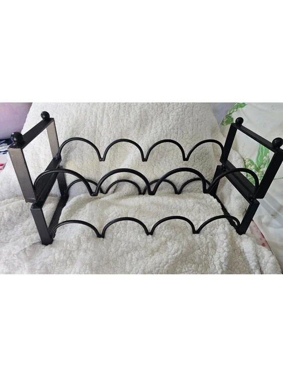 2-Tiered 8-Bottle Metal Wine Rack Sturdy Wave Design Space-Saving Bar Storage
