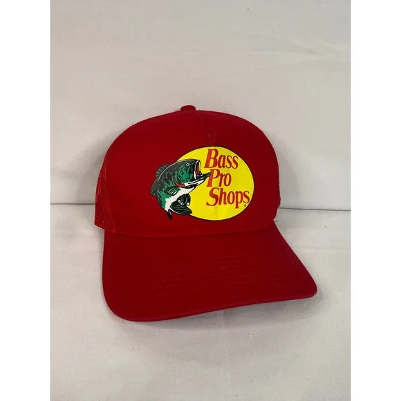 Bass Pro Shops Mesh Trucker Hat Red Snapback Fishing Logo Cap Mens OSFM NWOT