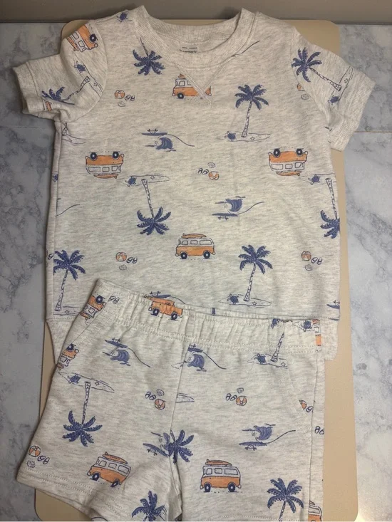 Carters Short Sleeve Set - Cream with Blue & Orange Surf Vans
