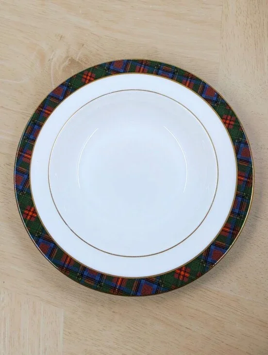 Wedgwood Ralph Lauren Highland Pattern Soup Bowl Red Green Tartan Rim England