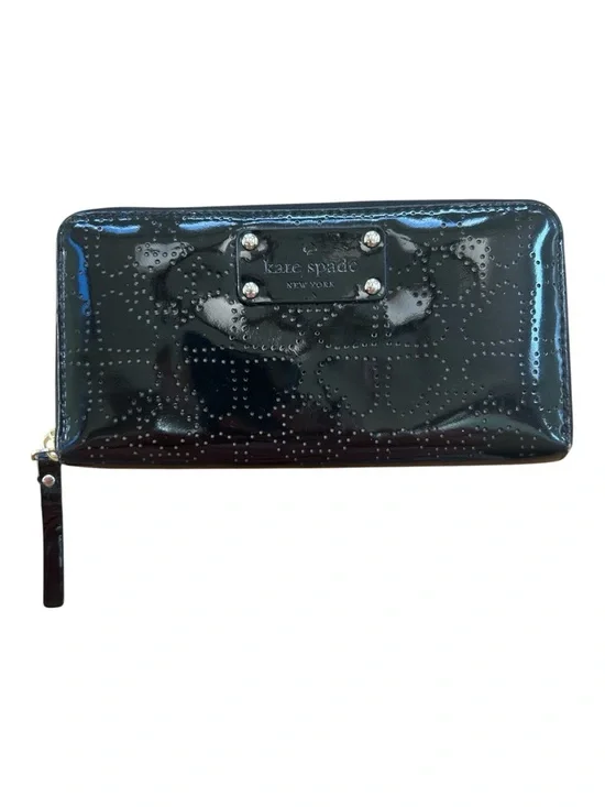 Kate Spade WLRU1444 Metro Spade Neda Continental Wallet Black Patent Cream