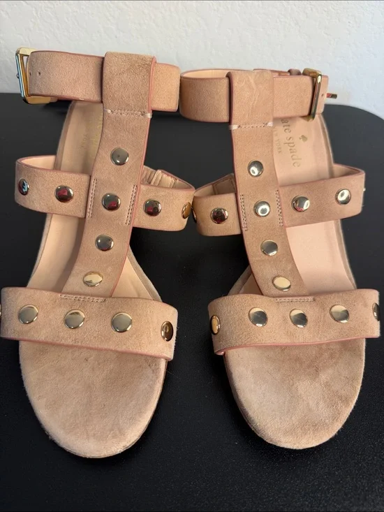 kate spade Blush Suede Studded Ankle-Strap Sandals