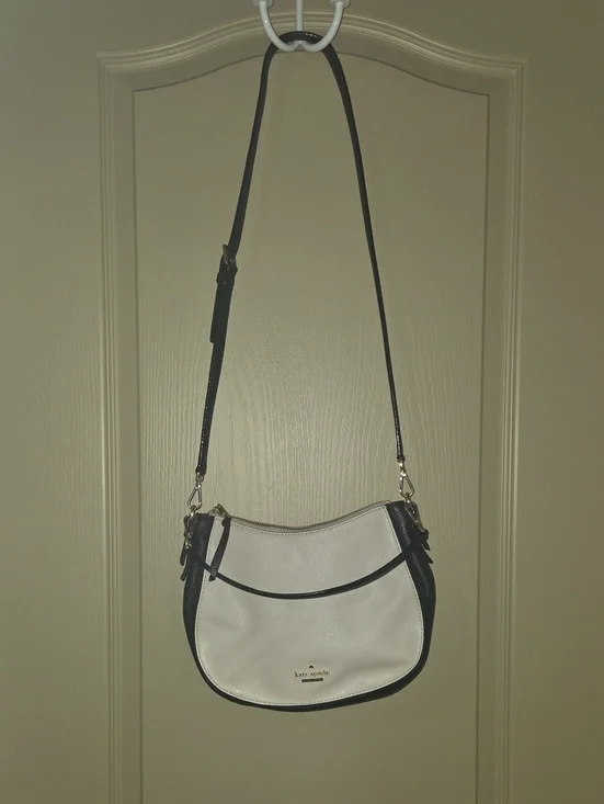 kate spade Cream and Black Leather Crescent Crossbody