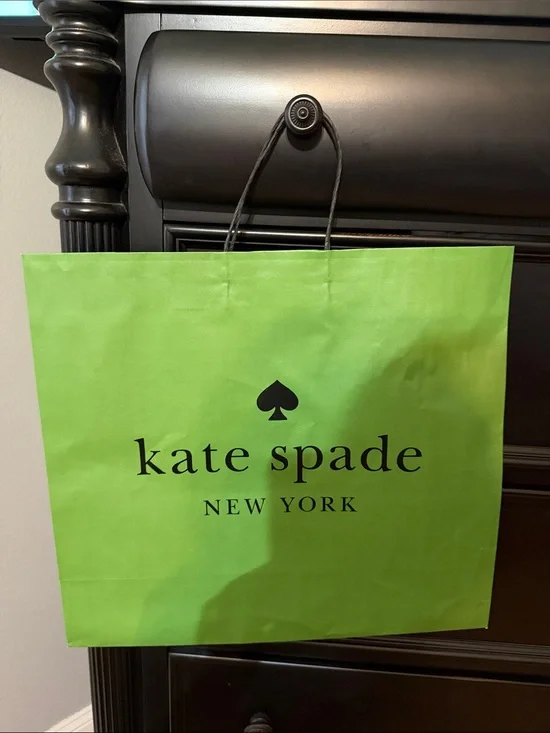 kate spade lime green shopping bag with black logo
