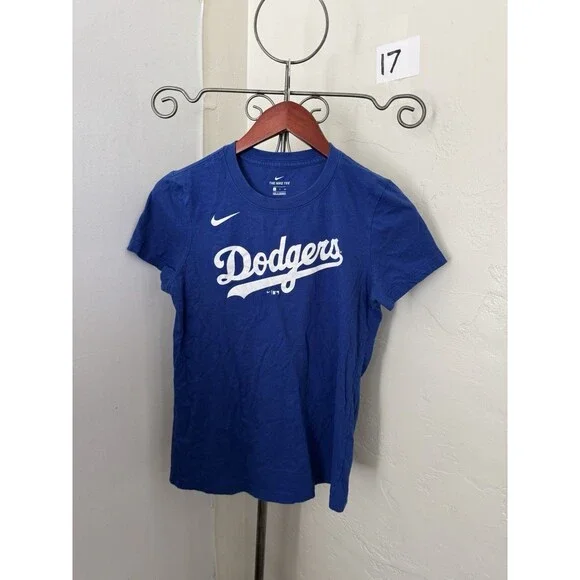 Nike LA Dodgers Clayton Kershaw #22 T-Shirt Blue MLB The Nike Tee Womens Small