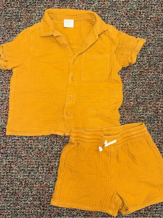 Gold 5T Little Co by Lauren Conrad Two-Piece Gauze Short Set