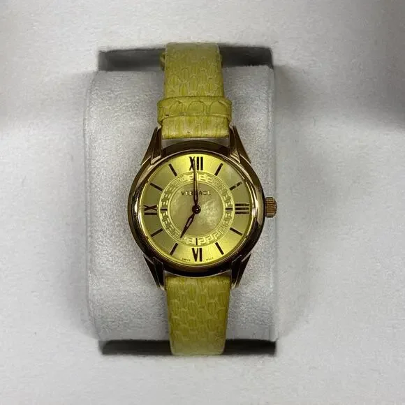 Versace Women's VFF050013 Dafne Rose Gold Ion Plated Steel Yellow Leather Watch