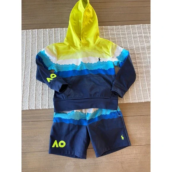 Polo Ralph Lauren boy's two piece shorts hoodie set Australian Open Sz 4t