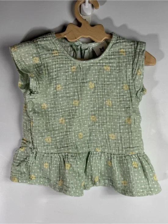 Toddler Girls 2T Teal Floral Short Shirt Set Cotton Summer Playwear Breathable