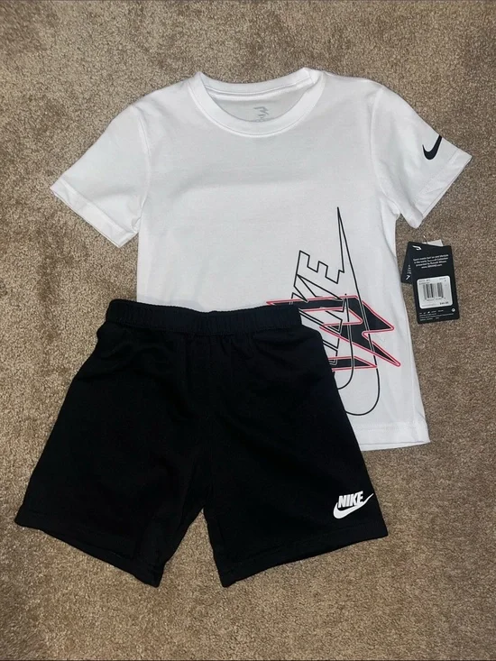 Nike White Tee with Black Shorts Set