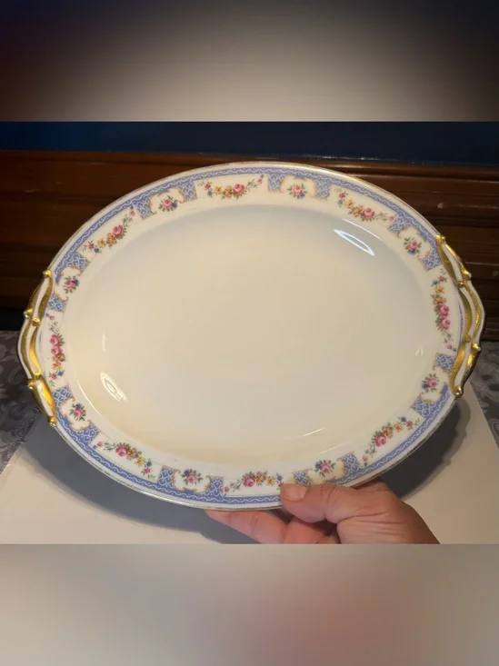 Antique Floral Platter French Porcelain L. Bernardaud & Cie Limoges France 1900s