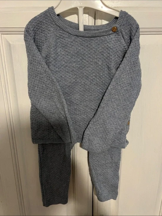 H&M Light Grayish Blue Knit Baby Sweater