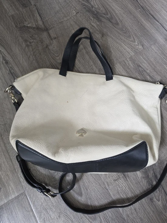 kate spade Cream and Black Leather Crossbody Tote